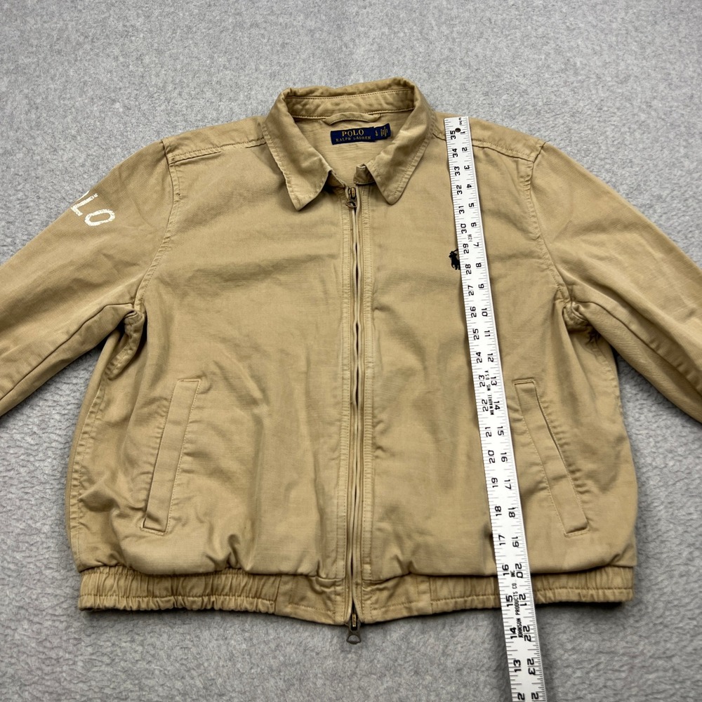 Polo Ralph Lauren Harrington Jacket Womens Large Beige Twill Zip Up Boxy Bomber - Picture 7 of 15